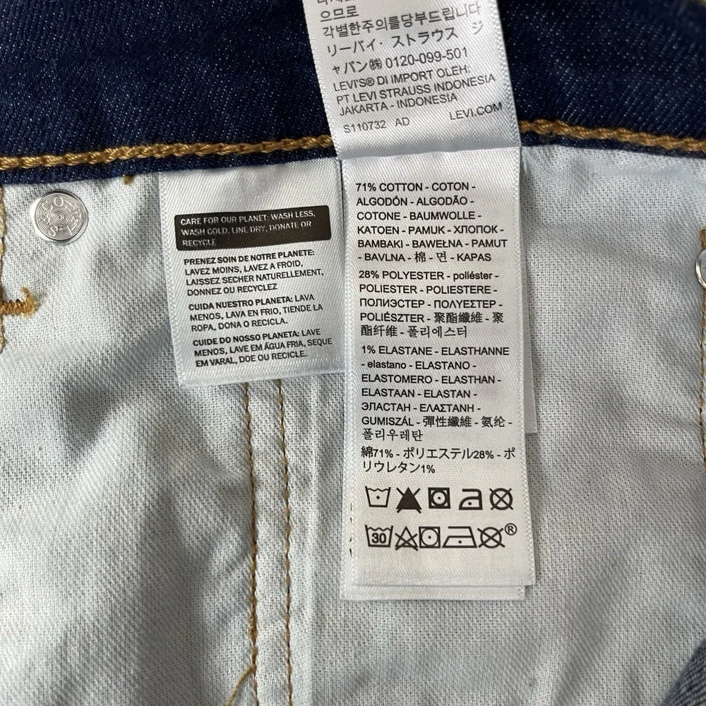 Levis 513 Jeans Mens 36x32 Blue Slim Straight Dark Wash Stretch Denim Preppy NEW
